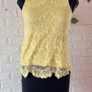 Yellow Lace Detail Top