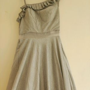 Party Wear Gown In Silver Colour