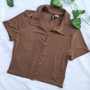 H&M Collared Brown Top