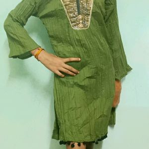 Beautiful Olive Green Short Kurti