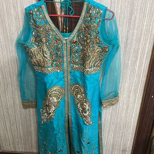 Heavy Embroidered Suit With Skirt And Pant