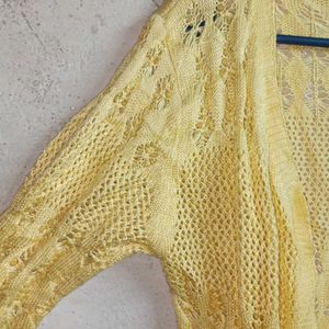 Winter Fashion Shrug Sweater Full-sleeve Yellow