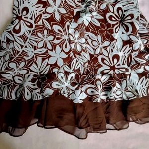 Coffee Brown Floral Skirt