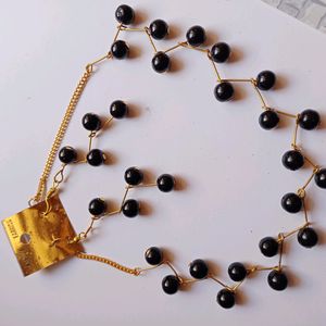 Black Pearls Necklace And Earrings Set