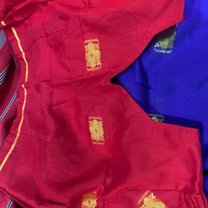 Red Blue Golden Shade Silk Saree