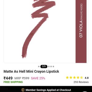 Sugar Matte As Hell Crayon Lipstick 💄