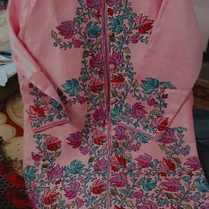 Baby Pink Multicolored Kashmiribe Embroidery Aari