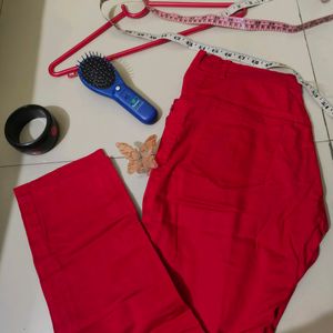 Red Trouser Pants Slim