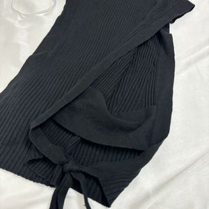 Knitted Black Ripped Over Coat