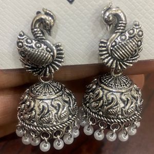 Oxidised Pecoak Design Jumka Earrings Very Resanable Price