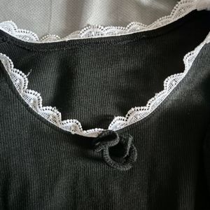 Fitted Black Lace Top (Korean Style)