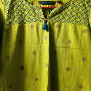 Straight Kurta With Embroidery Yoke