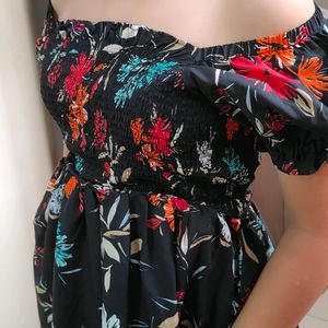 Floral Black Midi Dress