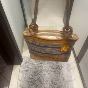 Jute Sling Bag Pocket Inside