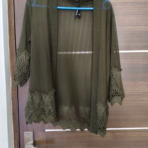 Olive Colored Laced Shrug