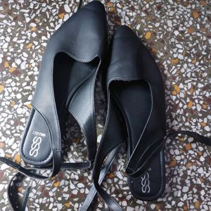 SSS Tie up black chic mule.  Year Ending Sale