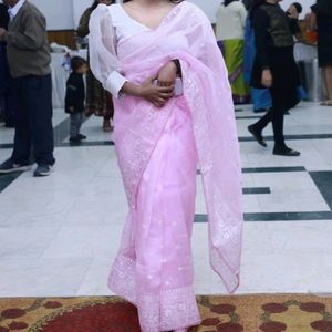 New Organza Light Pink Saree