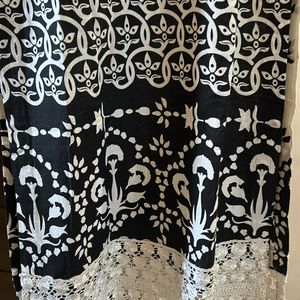 Black And White Printed Suit With Dupata