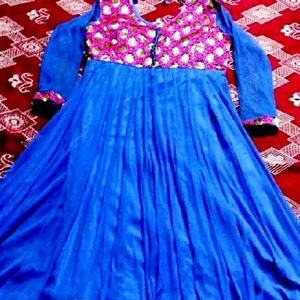 BLUE ANARKALI SET FOR WOMEN