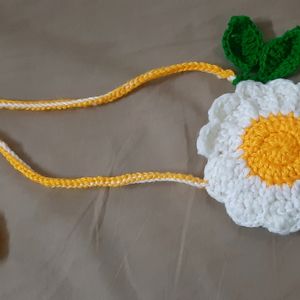 Crochet White N Yellow Flower Bag