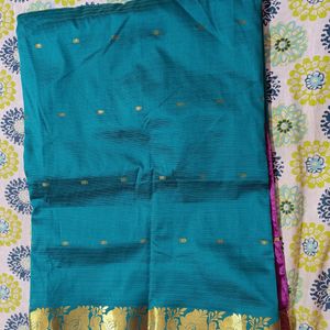 New Teal Green Soft Semi Silk Saree