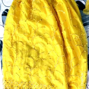 ◔◡◔)っYELLOW WEDDING LAHENGA 3PEACE DRESS