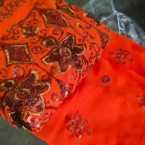 Orange Sequence Saree