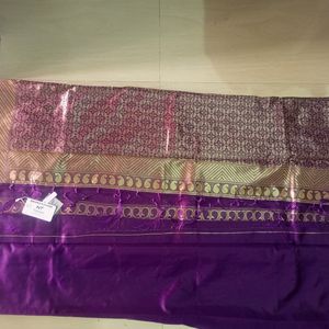 Purple Soft Lichi Pattu Silk Saree