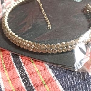 Silver Colour Double Layered Diamond Necklace