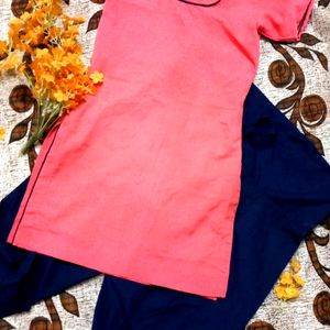 Pink Kurti With Blue Patiyala