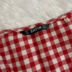 Shein Red Gingham Top