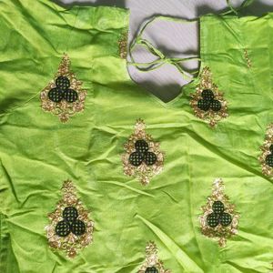 Green Silk Cotton Chudidar Top