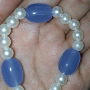 Sky Blue Stones & Pearl-Necklace & Bracelet