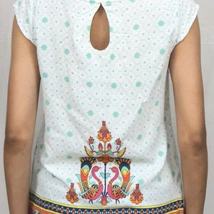 Women's Ethnic Peacock Print Cotton Top