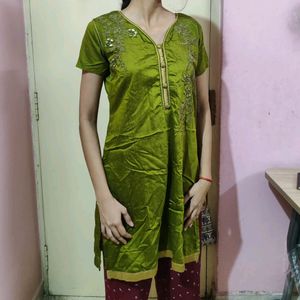 Green Short Kurti For Women