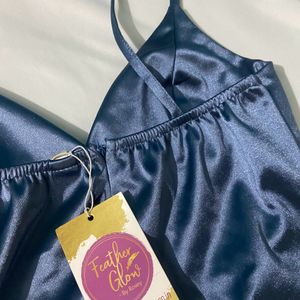 Navy Blue Bodycon Dress (Glossy Finish)