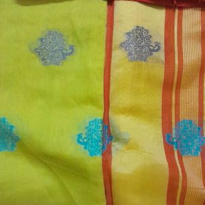 New Limegreen Saree With Blouse Pattern✨️✨️