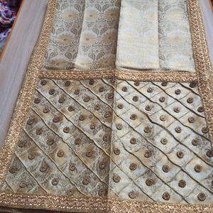 Golden Flower Shawl (Dupatta)