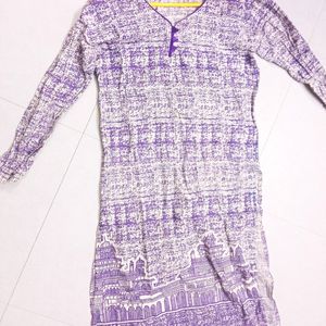 Blue Striped Combo Purple White Cotton Kurta