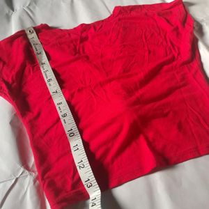 Red Cropped Twist Tied Top Xs Girl Fitted Crop Tee