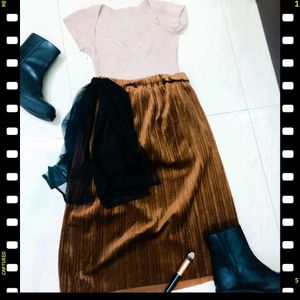 Pinteresty Brown Velvet Skirt