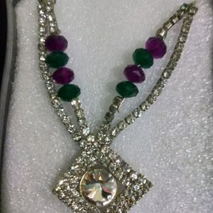 Purple And Green Diamonds Necklace Set