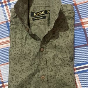 MEN OLIVE PRINTED SHIRT