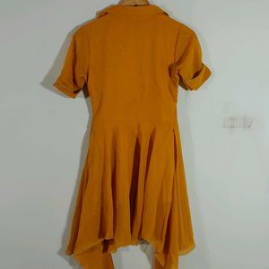 Mustard Yellow A Line Dress For Women's