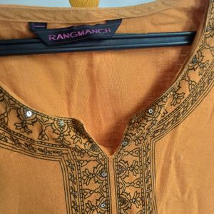 Rangmanch Brand  Yellow Printed Short Kurti