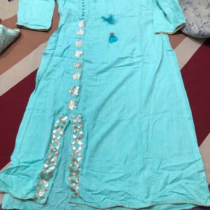 Skyblue Palazzo Suit Set Wid Dupatta