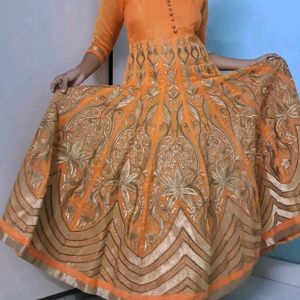 orange anarkali set for wedding festivals