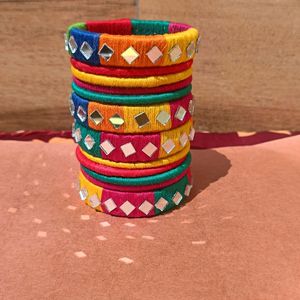 Handmade multicolour Bangles & Kada Set