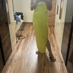 Lime Green Body on Dress With Side Slit