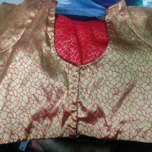 Broacade Golden And Red Blouse